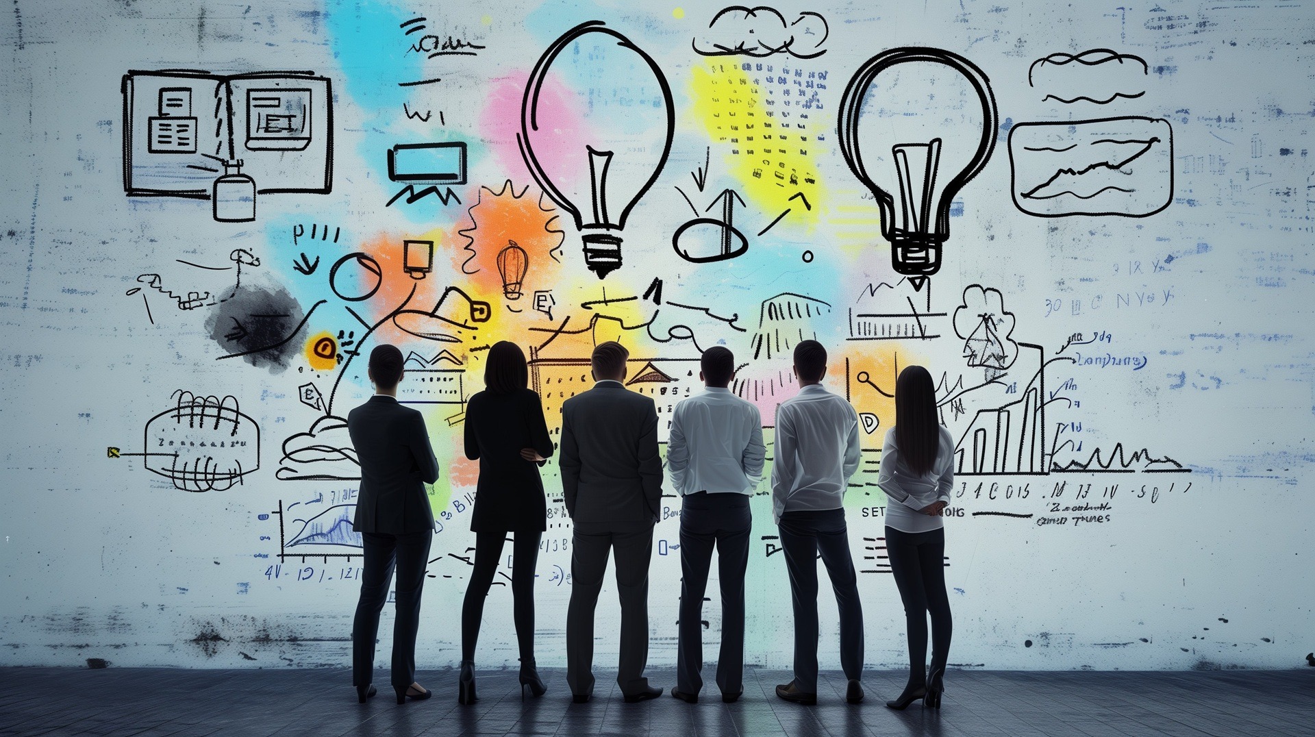 Team brainstormt vor Ideenwand | Ghostwriter Agentur