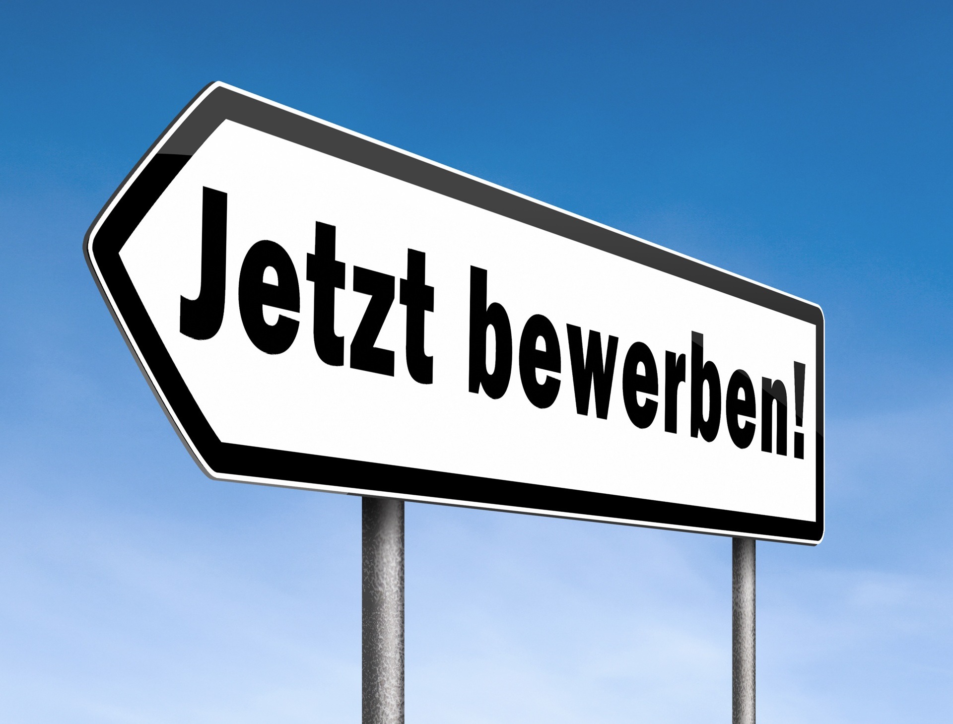 Schild Jetzt bewerben | Quereinsteiger Kindergarten