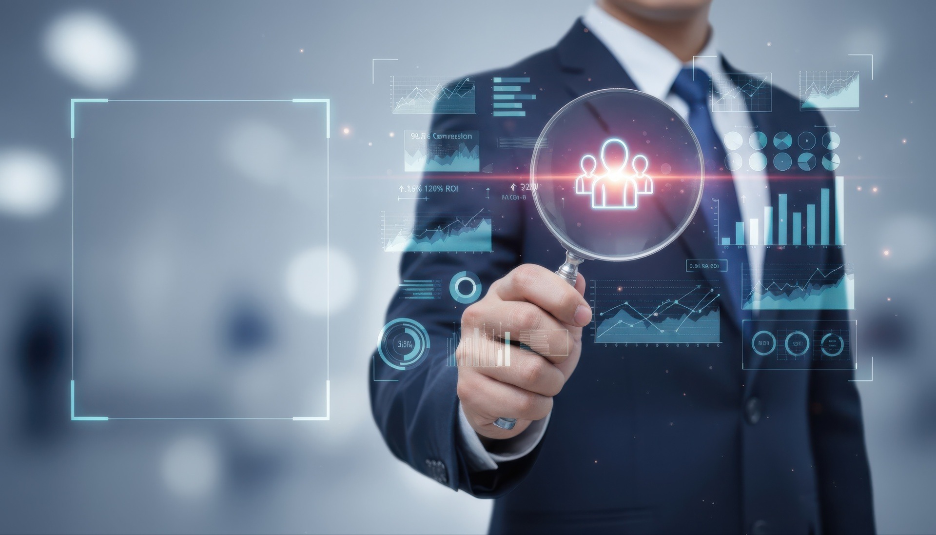 Businessperson betrachtet digitale Zielgruppenanalyse | KI Entwicklung